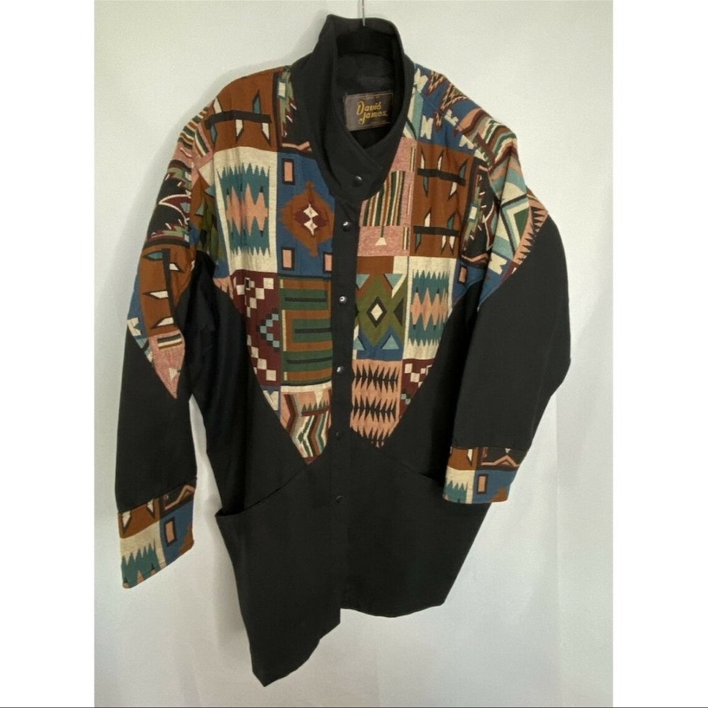 Black Brown Tan Western Cowboy Southwest Aztec Coat Size XL